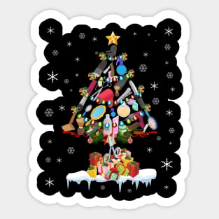 Scissor Hairstylist Christmas Tree TShirt For Men Women Sticker